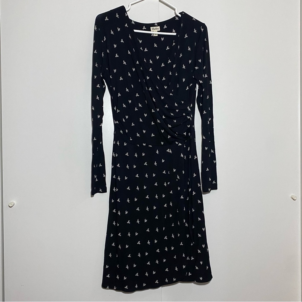 Hatley women overlap Vneck long sleeve midi whimsical whimsigoth casual dress S